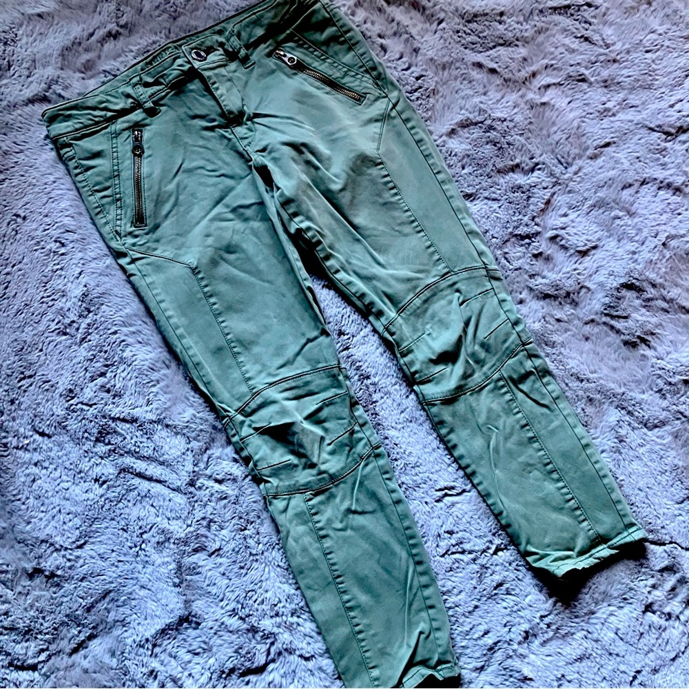 American Eagle khaki Moto stretch ankle crop jeggings well loved good shape